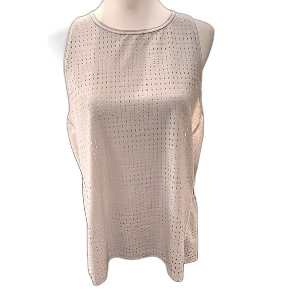 Athleta Perforated Racerback Workout Tank Light Gray Breathable Lightweight XL - Picture 2 of 8